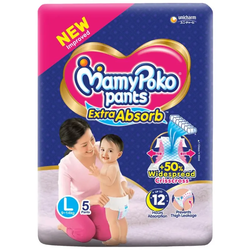 MamyPoko Pants Extra Absorbent Baby Diapers - L, 5 Pants in a Pack