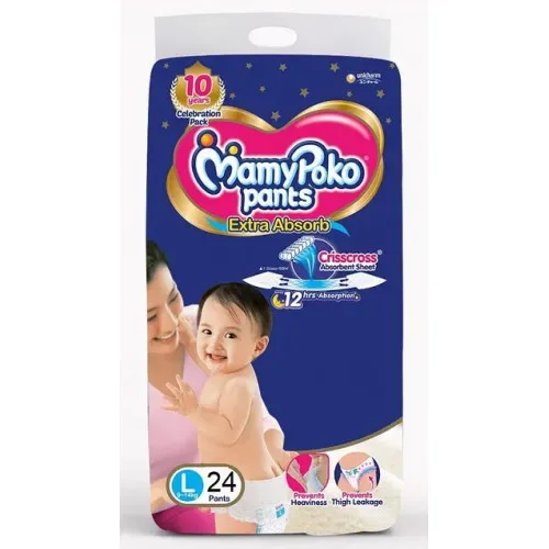 MamyPoko Pants Extra Absorbent Baby Diapers - L, 24 Pants in a Pack