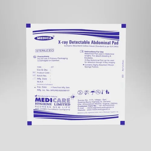 Medica X-Ray un-Sterile Detectable Abdominal Pad 25cm X 40cm X 8 Ply 1Nos