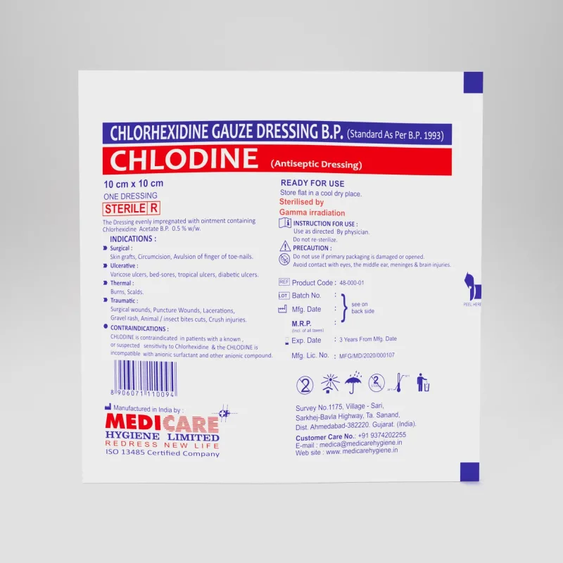 Medicare Chlodine Gauze Dressing 10cm×30cm, 10 Pouches