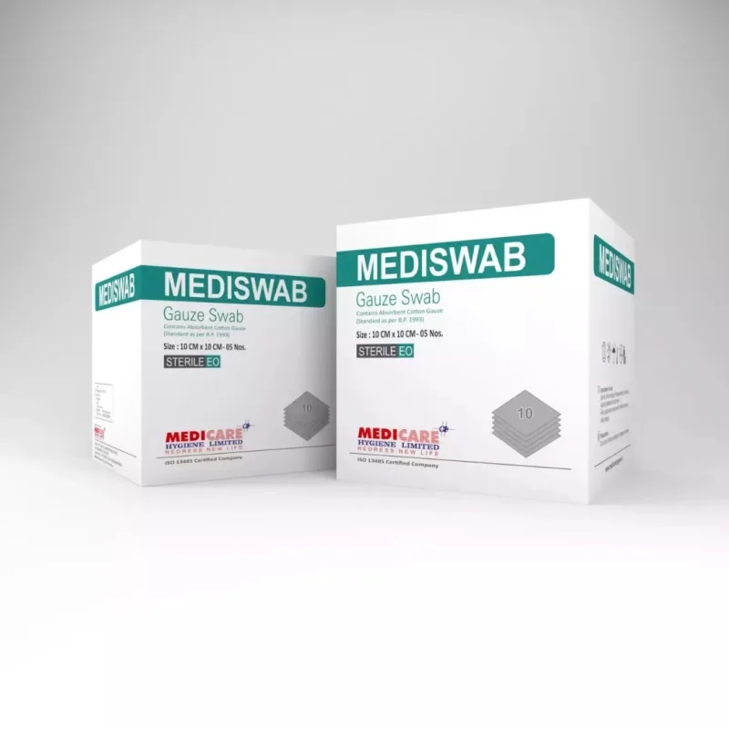 Medicare Mediswab (10 Cm X 10Cm X 8 Ply) Sterile Gauze Swab - 4 Pcs in Each