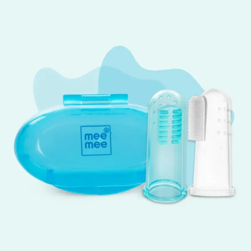 Mee Mee Unique Finger Brush And Gum Tongue Cleaner Set With Wider Bristles And Regular Bristles
