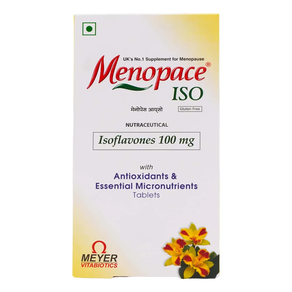 Menopace Iso 100mg Gluten Free Strip Of 10 Veg Tablets (Pack Of 3)