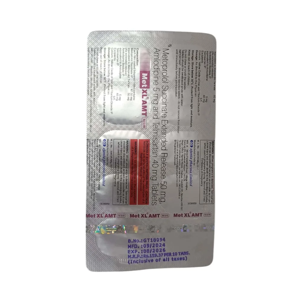 Met Xl Amt 50/5/40mg Strip Of 10 Tablets