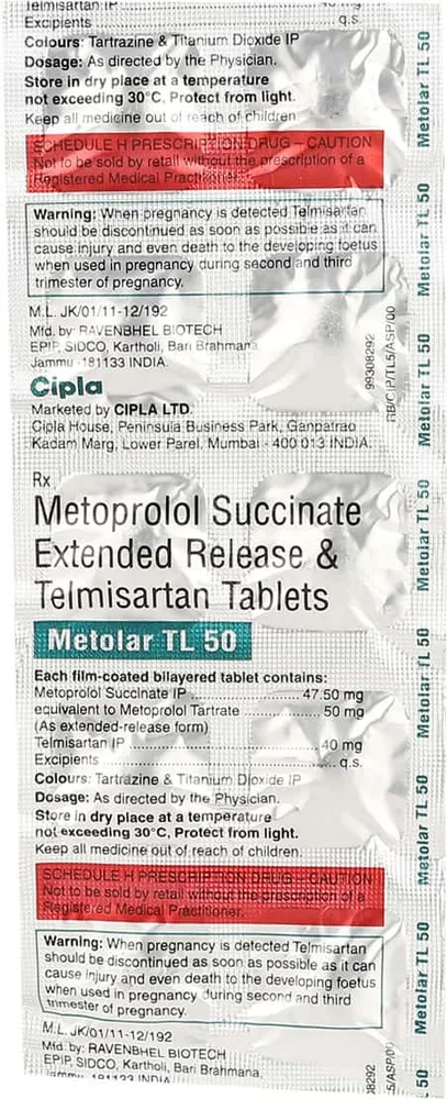 Metolar Tl 50mg Strip Of 10 Tablets