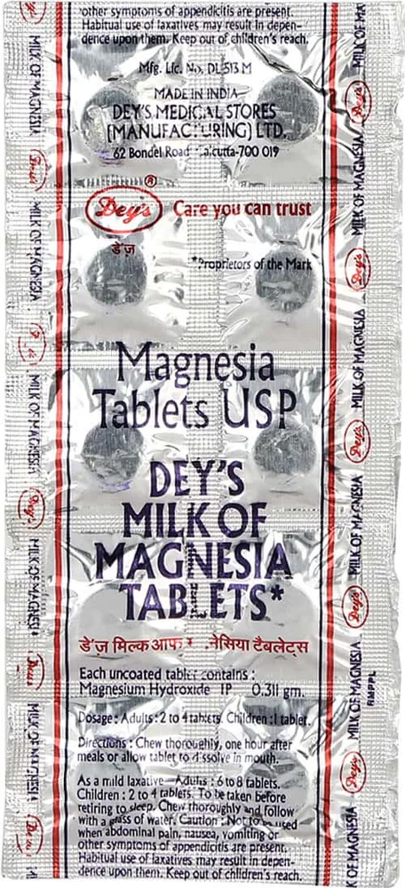 Milk Of Magnesia Strip Of 10 Tablets