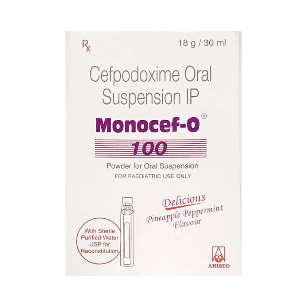 Monocef O 100mg Delicious Pineapple Peppermint Flavour Bottle Of 30ml Dry Suspension