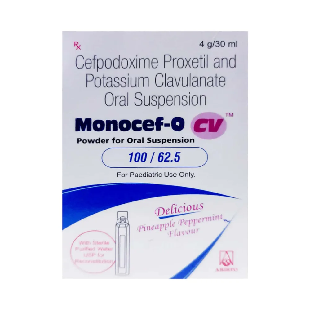 Monocef O Cv 100/62.5mg Delicious Pineapple Peppermint Flavour Bottle Of 30ml Dry Suspension