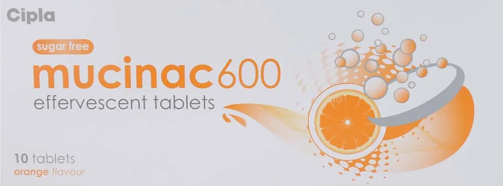 Mucinac 600 Effervescent Tablet | Orange Flavour Sugar Free