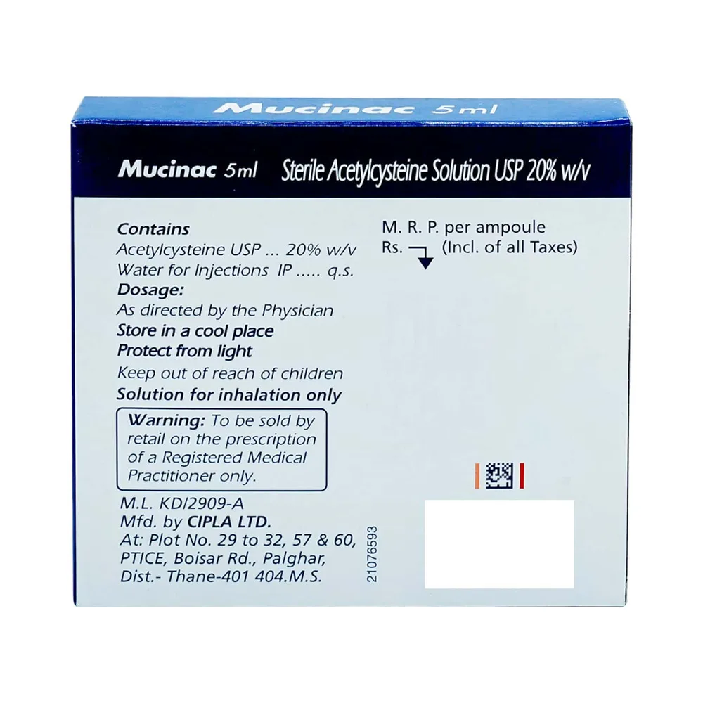 Mucinac 20% Ampoule Of 5ml Solution For Inhalation