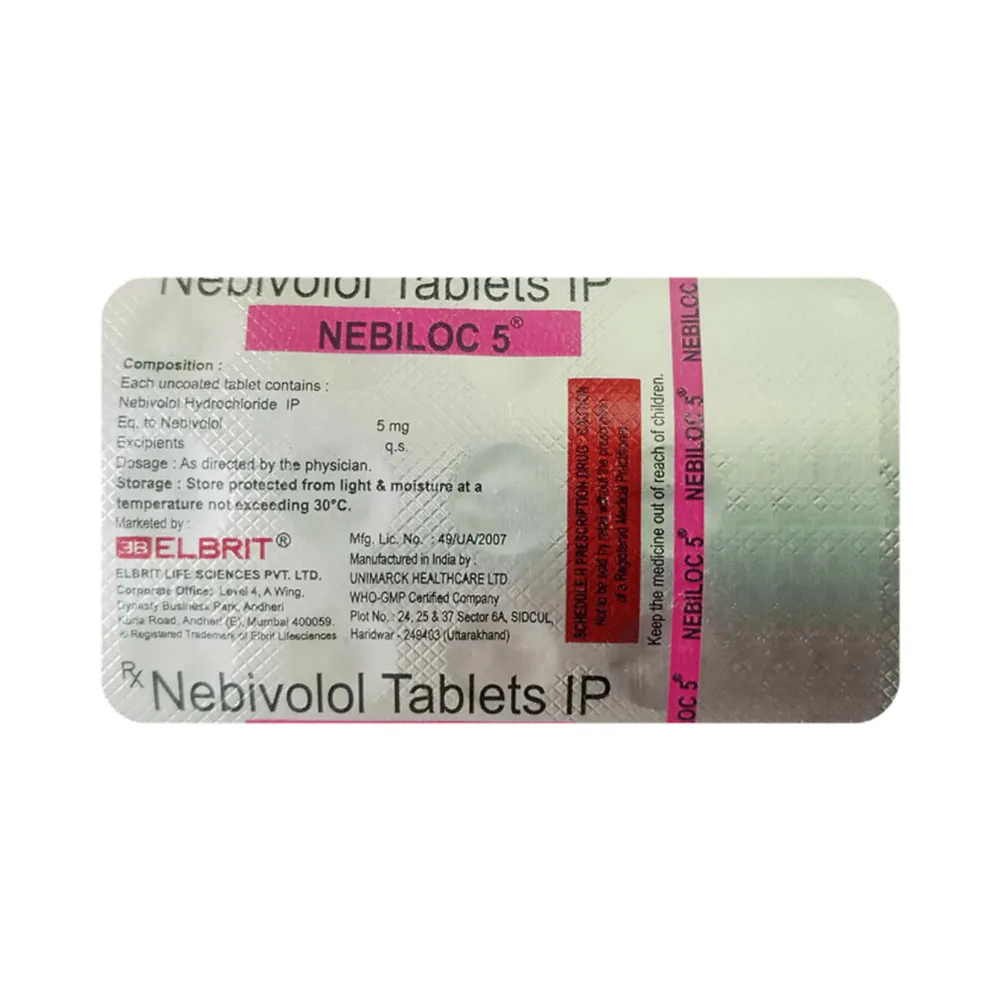 Nebiloc 5mg Strip Of 15 Tablets