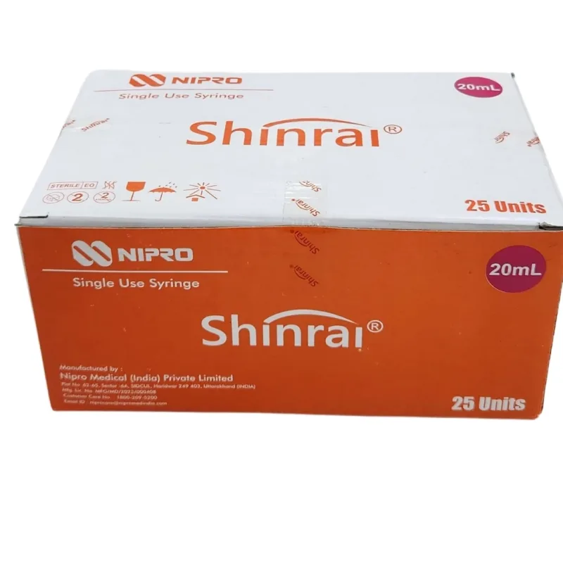 Nipro Shinrai Syringe With Needle  20ml -25 pcs box