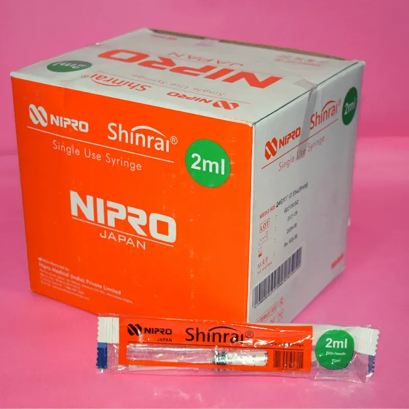 Nipro Shinrai Syringe With Needle 2ml 24G - 100 Units Pack