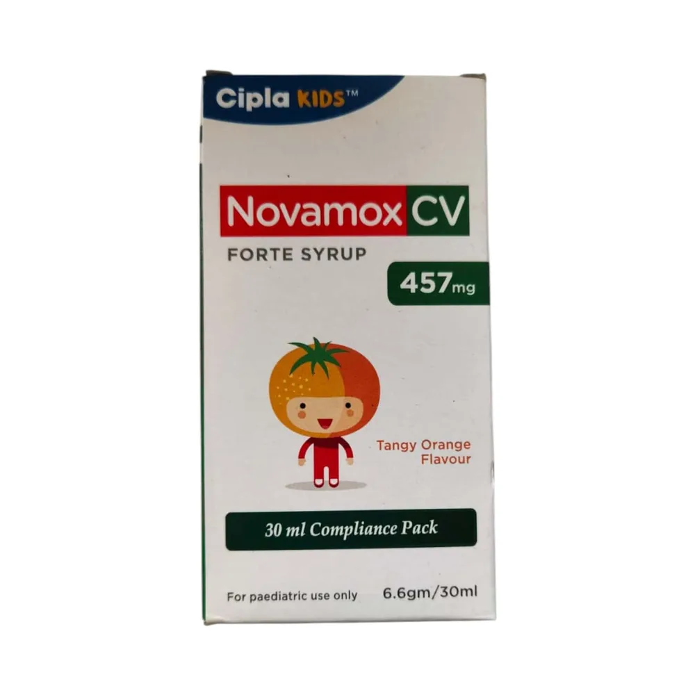 Novamox Cv Forte 457mg Tangy Orange Flavour Bottle Of 30ml Dry Syrup