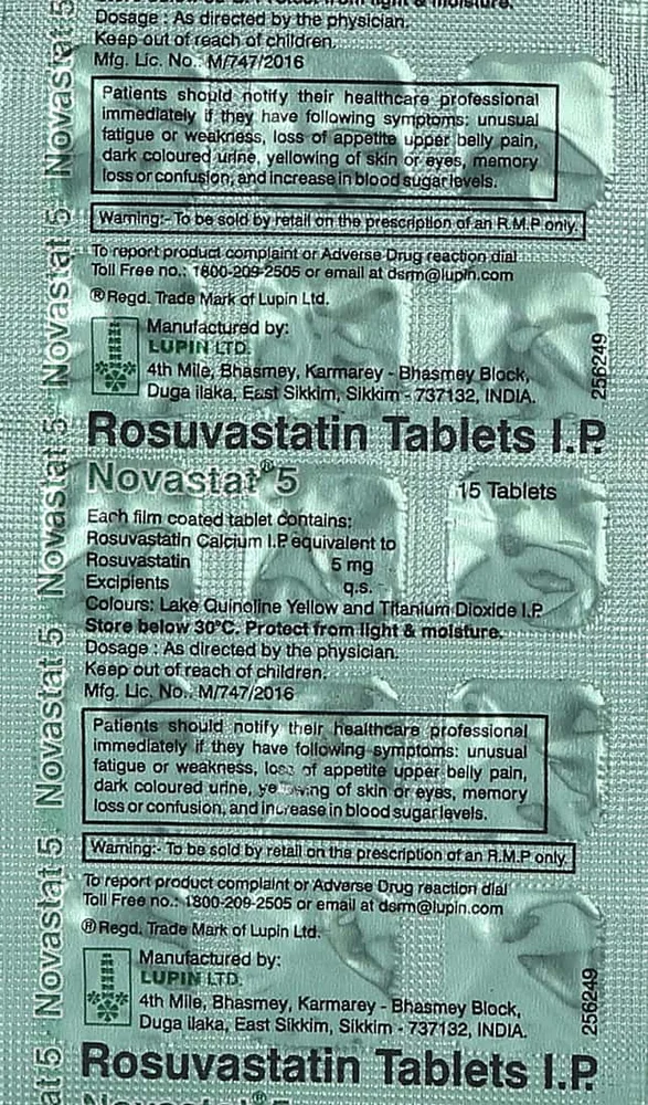 Novastat 5mg Strip Of 15 Tablets