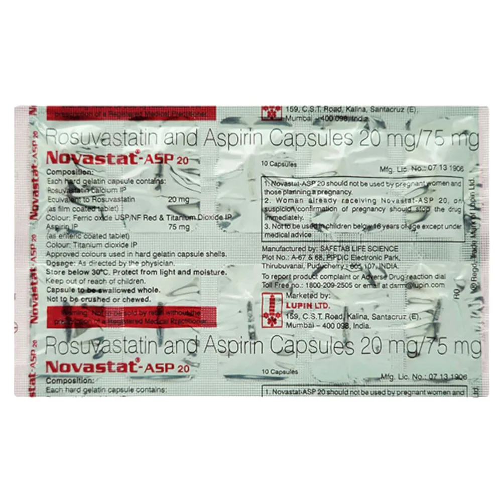 Novastat Asp 20mg Strip Of 10 Capsules