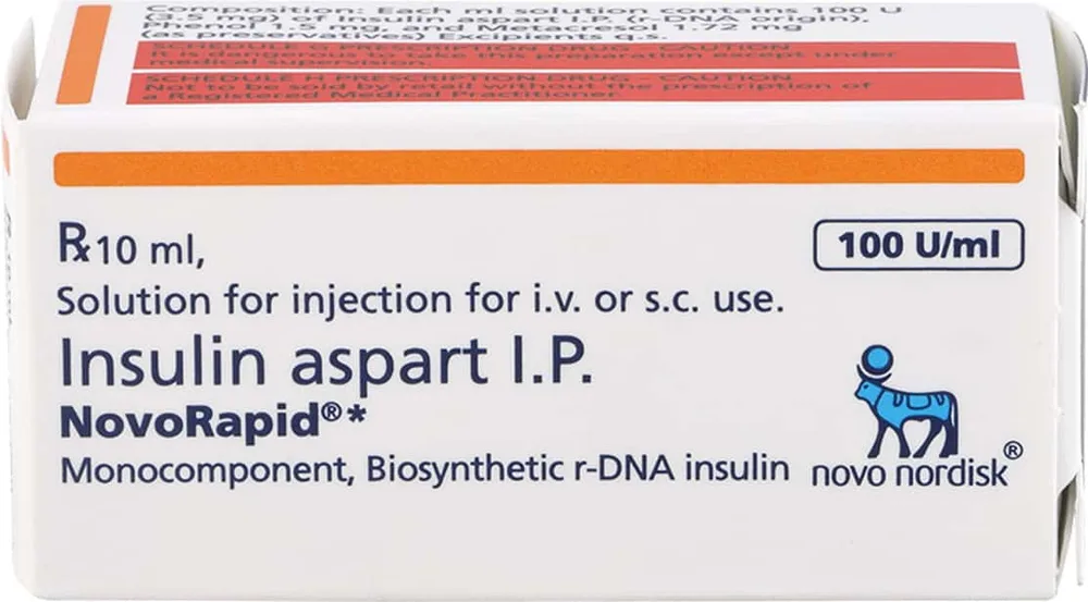 Novorapid 100iu Vial Of 10ml Solution For Injection