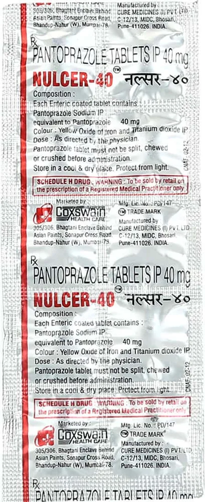 Nulcer 40mg Strip Of 10 Tablets