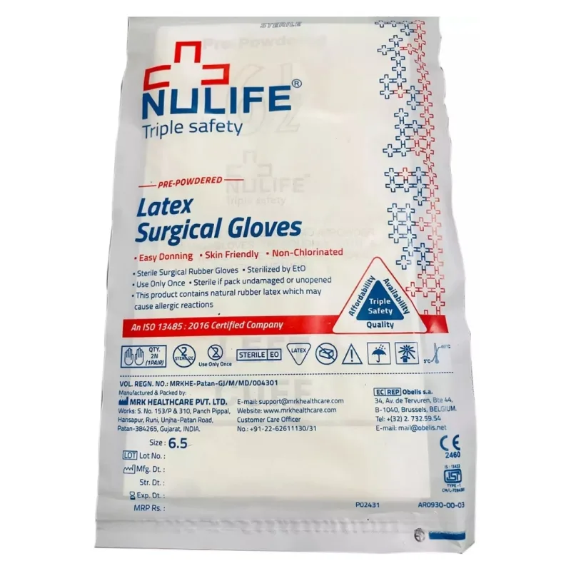 Nulife Pre-Powdered Latex Surgical Gloves | 1 Pair