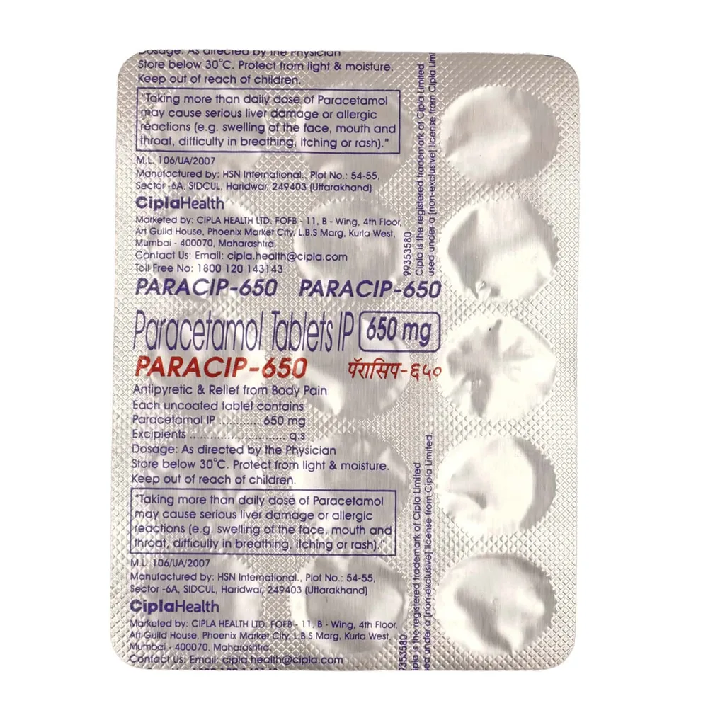 Paracip 650mg Strip Of 15 Tablets