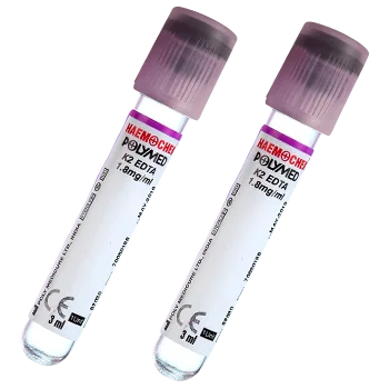 Polymed Haemochek EDTA K2 Hematology Tubes - Pack of 100 (3.0 ml & 2.0 ml)