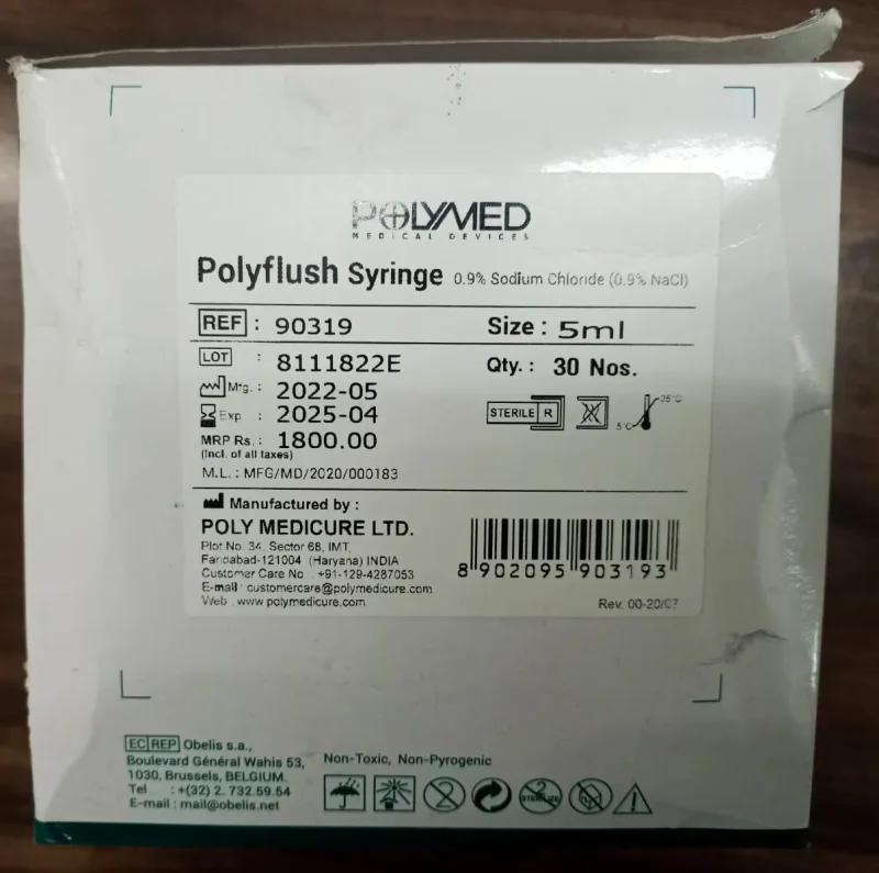 Polymed Polyflush Syringe 5ml - prefilled Syringe with NaCl