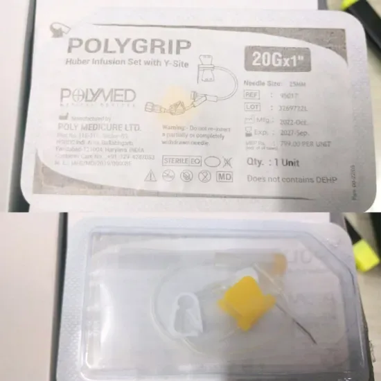 Polymed Polygrip Huber Infusion Set with Y-Site