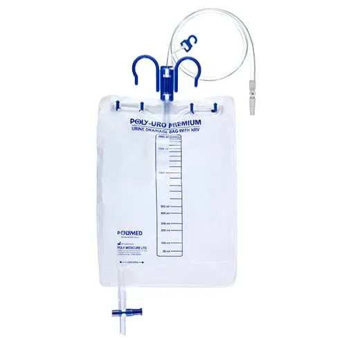 Polymed Polyuro-Premium Urine Collection Bag with T-Type Bottom Outlet & N.R.V.