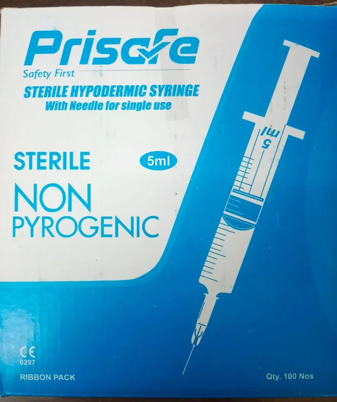 Pricon 5ml Syringe With Needle - 100 Units Pack