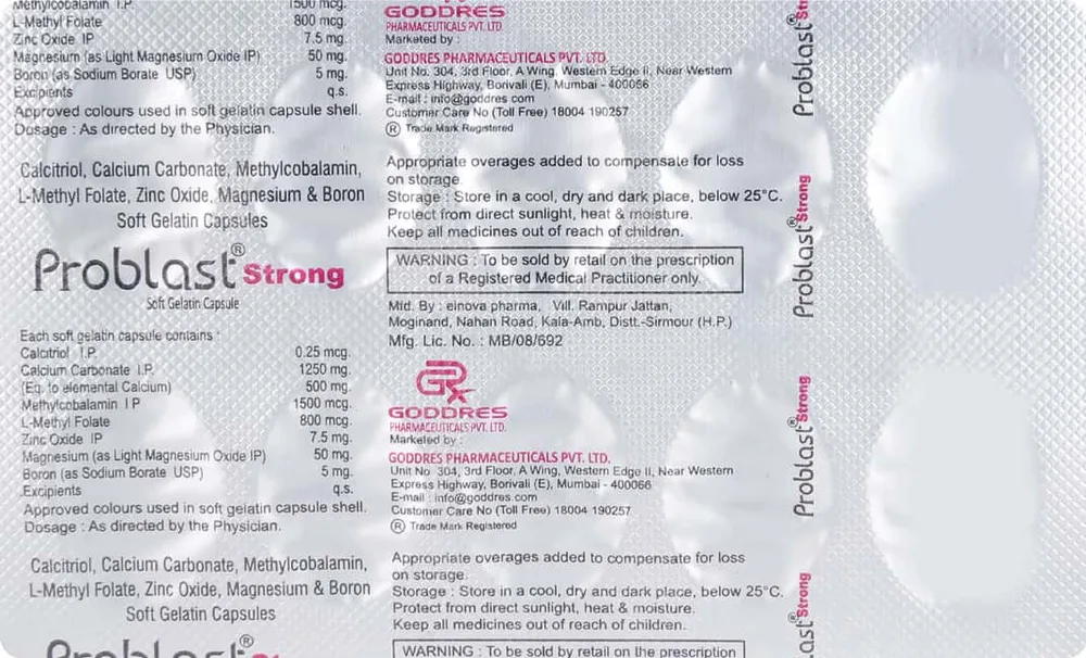Problast Strong Strip Of 10 Softgel Capsules