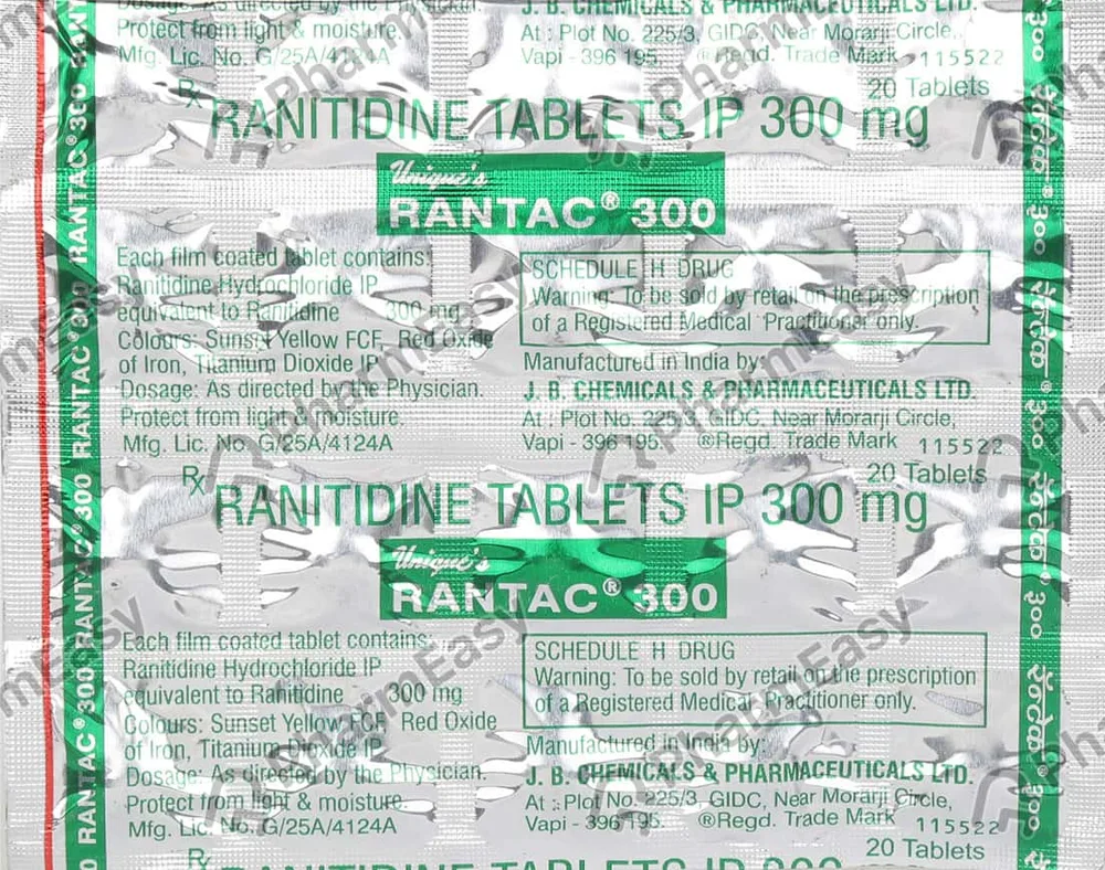 Rantac 300mg Strip Of 20 Tablets