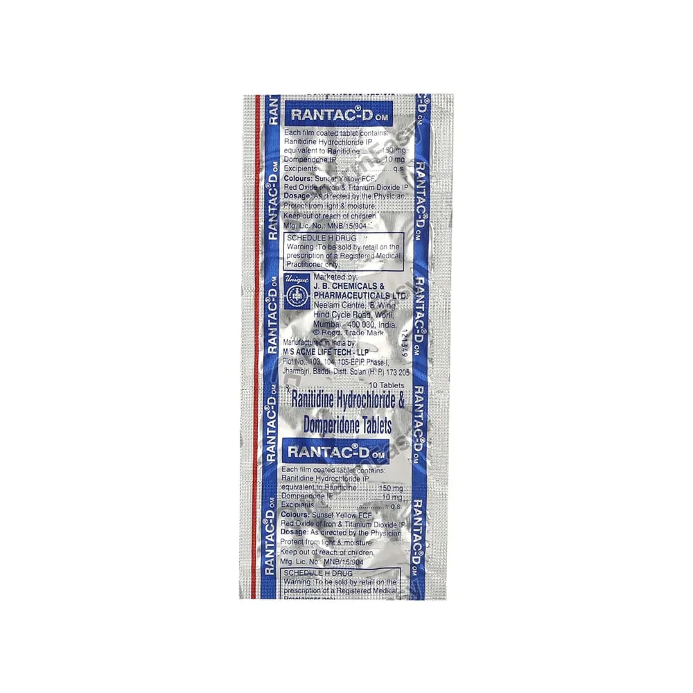 Rantac Dom Strip Of 10 Tablets