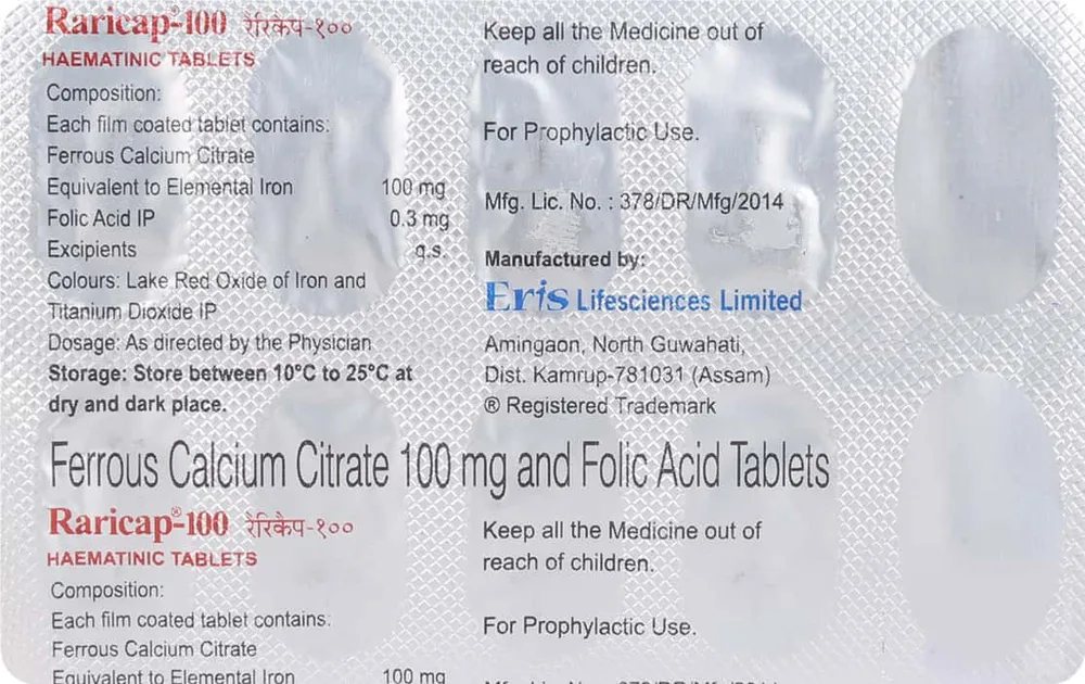 Raricap 100 Strip Of 10 Tablets