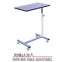 Over Bed Trolley â€“Height Adjustable Manual WOODEN TOP 27â€X18â€