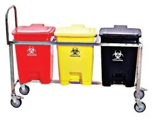 Bio waste Trolley with 3 BINS SS