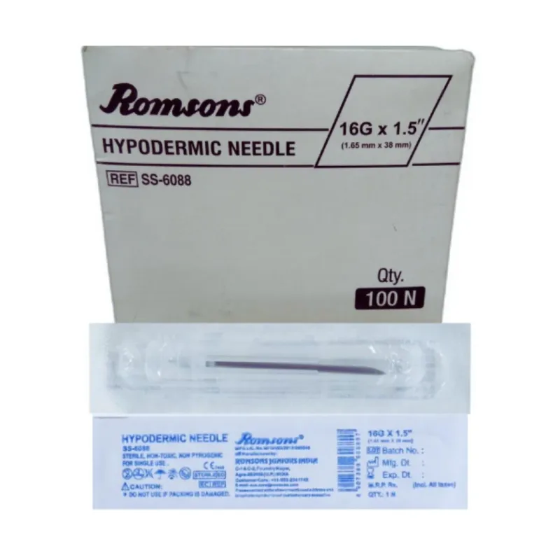 Romsons Hypodermic Needle 16g*1.5 inch | Pack of 100