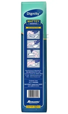 Dignity Mattey Underpads 60x90 cm - 10 Pcs | 5 Layer Fluid Absorbent, Heavy Duty, Disposable Unisex Underpads by Romsons
