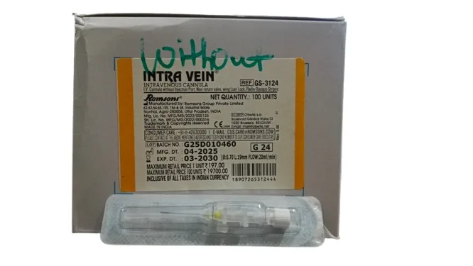 Romsons Intra Vein I.V. Cannula Without Injection Port