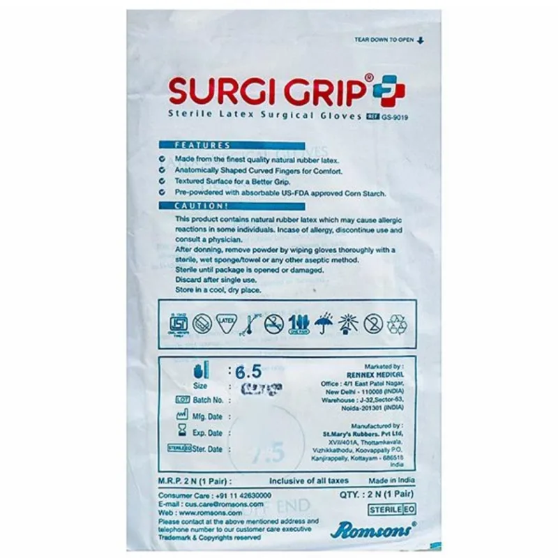 Romsons Surgi Grip Plus Sterile Latex Powdered Surgical Gloves | Size: 6.5
