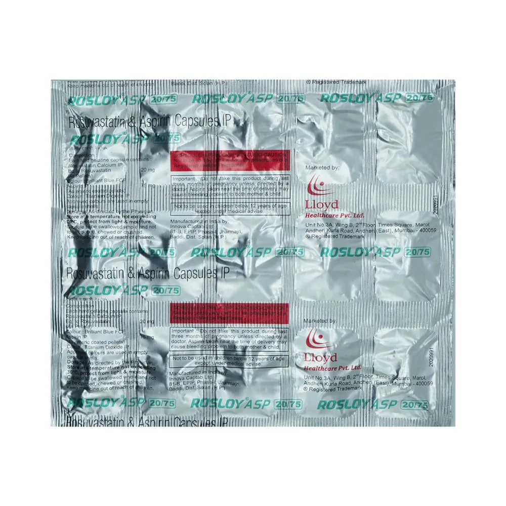Rosloy Asp 20/75mg Strip Of 15 Capsules