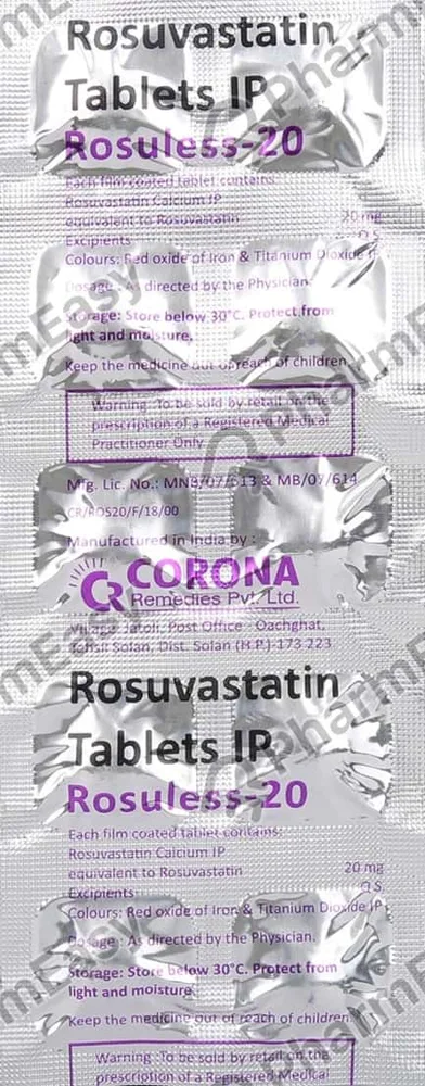 Rosuless 20mg Strip Of 10 Tablets