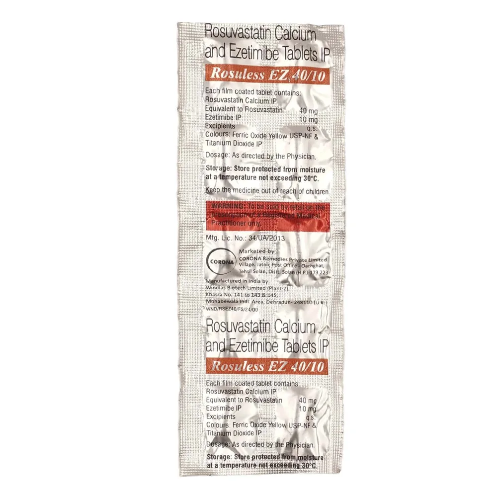 Rosuless Ez 40/10mg Strip Of 10 Tablets