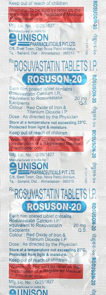 Rosuson 20mg Strip Of 10 Tablets