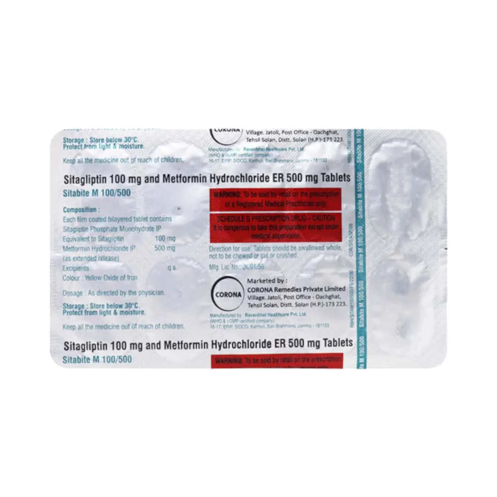 Sitabite M 100/500mg Strip Of 10 Tablets