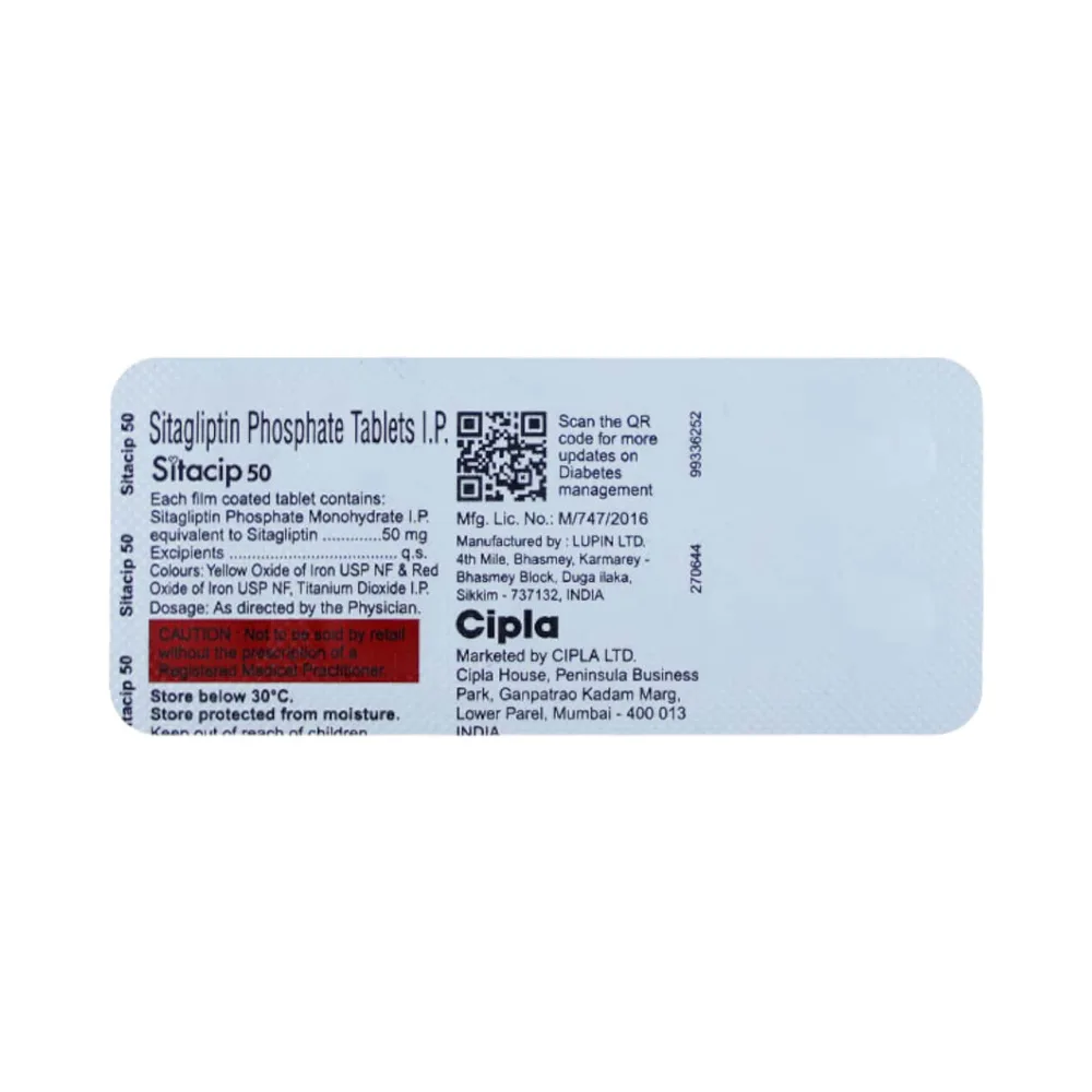 Sitacip 50mg Strip Of 10 Tablets