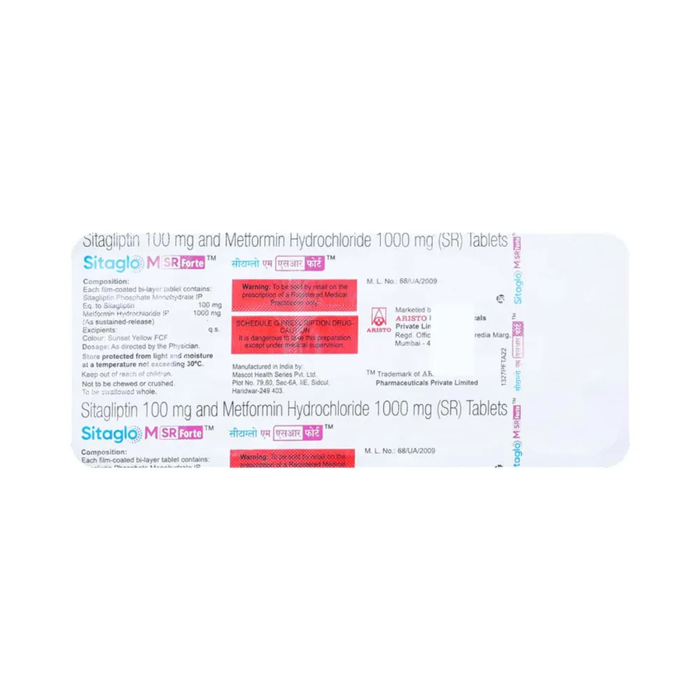 Sitaglo M Sr Forte 100/1000mg Strip Of 15 Tablets