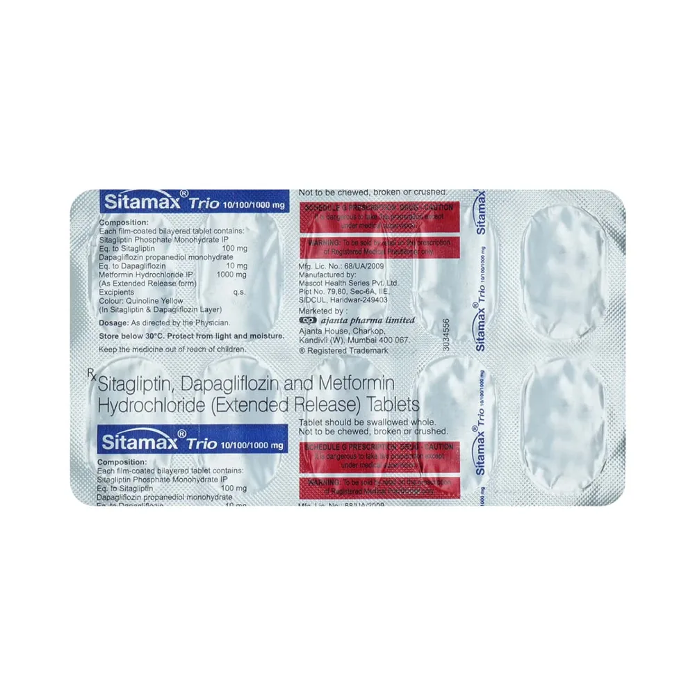 Sitamax Trio 10/100/1000mg Strip Of 10 Tablets