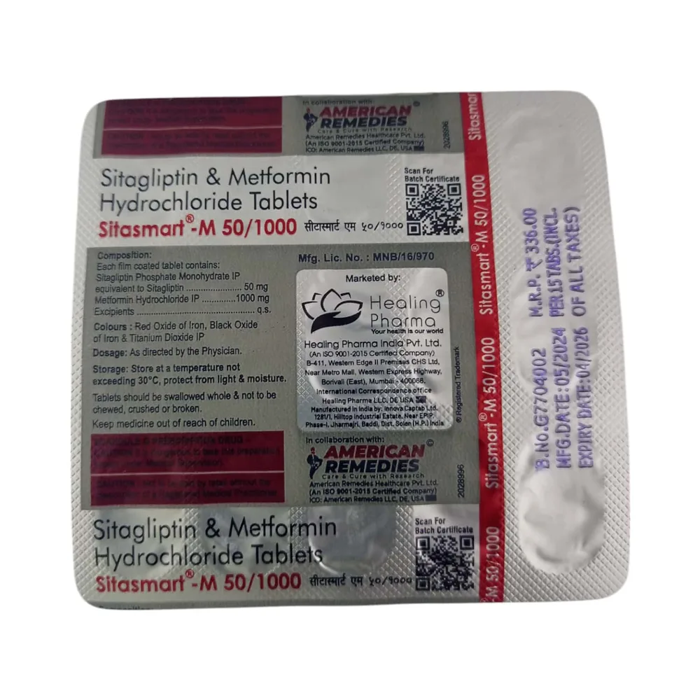 Sitasmart M 50/1000mg Strip Of 15 Tablets