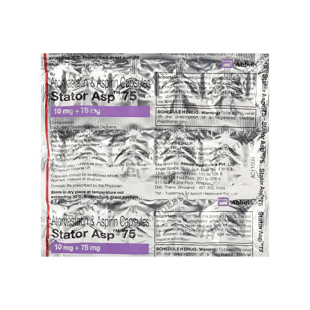 Stator Asp 75mg Strip Of 10 Capsules