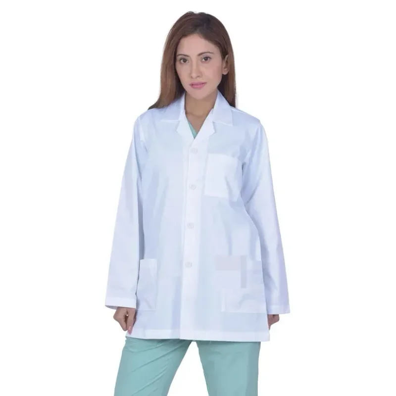 Professional Lab Coat for Women- Men Long Sleeve, White, Unisex